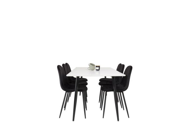 Imagine Vă rugăm să traduceți complet: Polar Matbord - Svart / Vit- 180*90*H75+Polar Dining Chair - Black legs / Black Velvet_6