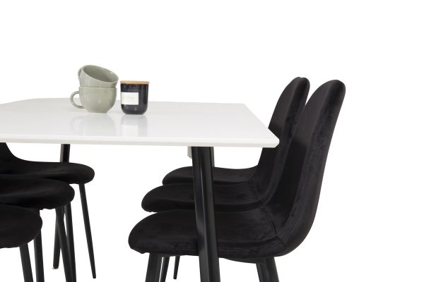 Imagine Vă rugăm să traduceți complet: Polar Matbord - Svart / Vit- 180*90*H75+Polar Dining Chair - Black legs / Black Velvet_6