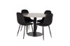 Imagine Masa de dining Razzia de 106cm - Terazzo gri / scaun de dining Black+Polar - picioare negre / catifea neagra_4