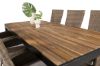 Imagine Masa de dining Bois 200*100cm - Picioare negre / Acacia + Scaun reclinabil Padova cu pernă - Natură / Pernă de nisip_6