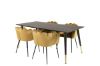 Imagine Masa de dining Dipp - 180*90cm - Furnir negru / picioare negre cu bronz dipp + Scaun Limhamn - Catifea aurie_4