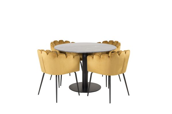 Imagine Vă rugăm să traduceți complet Estelle runt Matbord - Svart / Svart marmor - ø106*H75+Limhamn - Chair - Gold Velvet_4