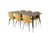 Imagine Masa de dining Dipp - 180*90cm - Furnir Negru / picioare negre cu dipp din alama + Scaun Limhamn Light - Auriu Velvet_6