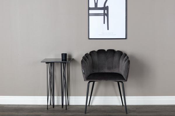 Imagine Estelle runt Matbord - Svart / Vit marmor - ø106*H75+Limhamn - Chair - Grey Velvet_4