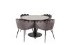 Imagine Masa de dining Razzia 106cm - Terazzo gri / Negru+Limhamn - Scaun - Catifea gri_4