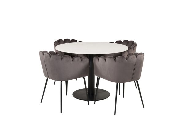 Imagine Razzia Dining Table 106cm - White Terazzo / Black+Limhamn - Chair - Grey Velvet_4