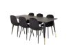 Imagine Masa de dining Dipp - 180*90cm - Furnir negru / picioare negre cu dipo de aramă + scaun de dining Polar - Picioare negre / Catifea neagră_6