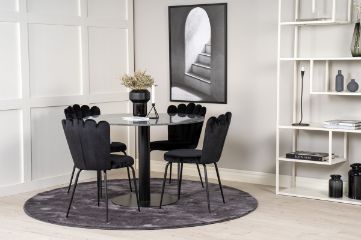 Imagine Estelle runt Matbord - Svart / Svart marmor - ø106*H75+Limhamn Light - Chair - Black Velvet_4