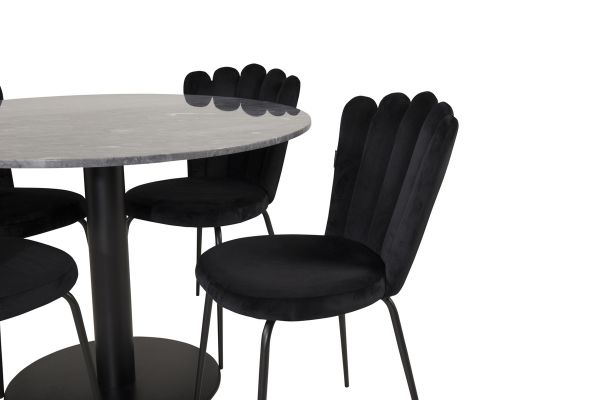 Imagine Estelle runt Matbord - Svart / Svart marmor - ø106*H75+Limhamn Light - Chair - Black Velvet_4