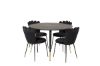 Imagine Masa de dining Dipp - 115cm - Furnir negru / picioare negre cu cupru dipp + ScrLumina Limhamn - Scaun - Catifea neagră_4