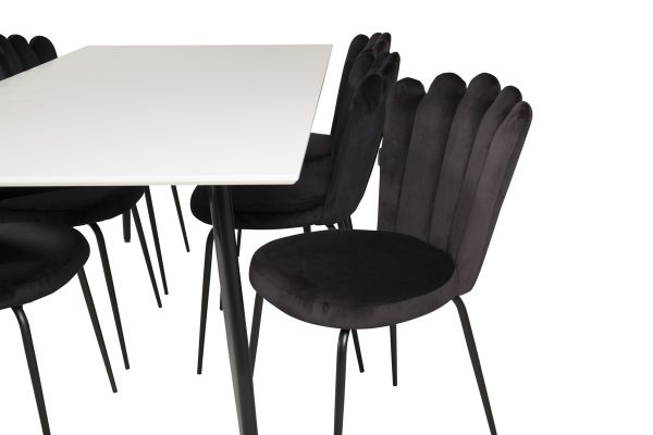 Imagine Masa de dining Polar - Negru / Alb - 180*90*H75 + Scaun Limhamn Light - Negru Catifea_6