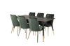 Imagine Masa de dining Dipp - 180 * 90 cm - Furnir negru / picioare negre cu messing Dipp + Scaun de dining Velvet Lyx - Otel inoxidabil mat / Catifea verde muschi_6