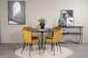 Imagine Dipp Dining Table - 115cm - Black Veneer / black legs w brass dipp +Limhamn Light - Chair - Gold Velvet_4