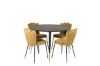 Imagine Dipp Dining Table - 115cm - Black Veneer / black legs w brass dipp +Limhamn Light - Chair - Gold Velvet_4