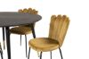 Imagine Dipp Dining Table - 115cm - Black Veneer / black legs w brass dipp +Limhamn Light - Chair - Gold Velvet_4