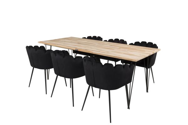 Imagine Masa dining 200 cm tec natur Bali cu 6 scaune 