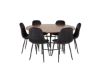 Set masa rotunda 140 cm nuc/negru Copenhaga cu 6 scaune catifea