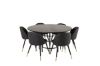 Imagine Va rugam sa traduceti complet 

Copenhaga - Masa de Dining rotunda - Negru / Negru+ Scaun cu spatar din piele cu detalii in metal brass in spate - Negru / PU _6