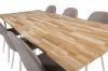 Imagine Masa de dining Cirebon 200*90cm - Teak / Alb + Scaun Polar - Gri, tapițerie albă picioare albe _6