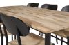 Imagine Masa de dining Cirebon 200*90cm - Teak / Negru + Scaun de dining Polly - Negru / Natură _6