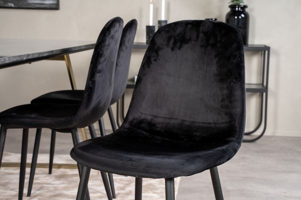 Imagine Estelle Matbord - Borstad Mässing / Svart Marmor - 200*90*H76+Polar Dining Chair - Black legs / Black Velvet_6