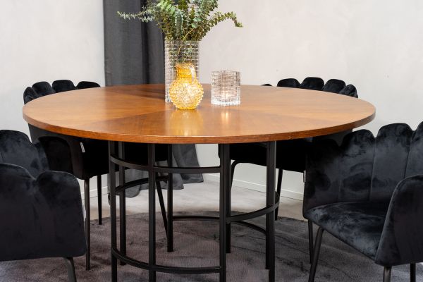 Imagine Copenhaga - Masa de dining rotunda - Maro/Negru+ Scaun - Catifea Neagra_4