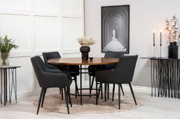 Imagine Masa de dining rotunda maro/negru Copenhaga +Scaun de dining stejar/negru Comfort