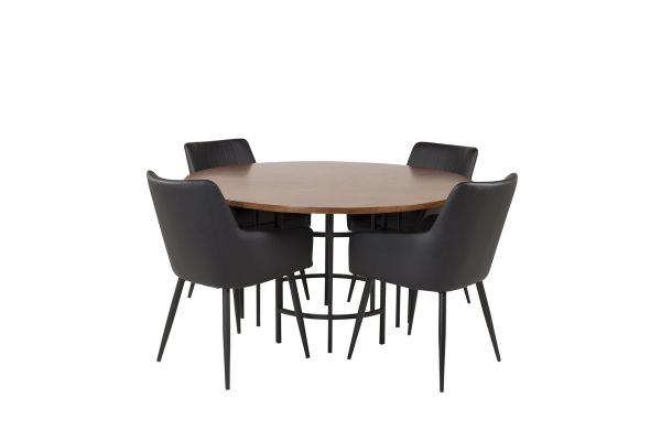 Imagine Masa de dining rotunda maro/negru Copenhaga +Scaun de dining stejar/negru Comfort