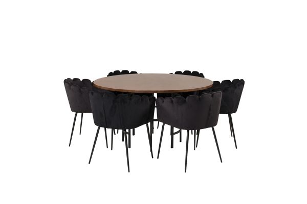 	Set masa rotunda 140 cm nuc/negru Copenhaga 6 scaune