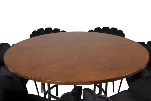 	Set masa rotunda 140 cm nuc/negru Copenhaga 6 scaune