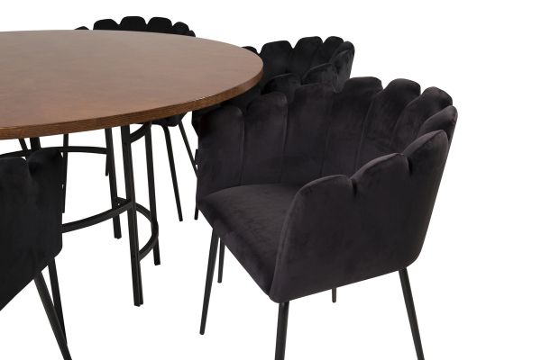 	Set masa rotunda 140 cm nuc/negru Copenhaga 6 scaune