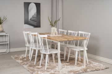 Imagine Cirebon Dining table 200*90cm - Teak / White+Mariette Pinnstol - Vit _6