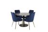 Imagine Vă rugăm să traduceți complet Estelle Dining Table round 106cm Grey Marble / Black Legs - Velvet Deluxe Chair - Blue/Matt Brass Leg 4