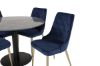 Imagine Vă rugăm să traduceți complet Estelle Dining Table round 106cm Grey Marble / Black Legs - Velvet Deluxe Chair - Blue/Matt Brass Leg 4