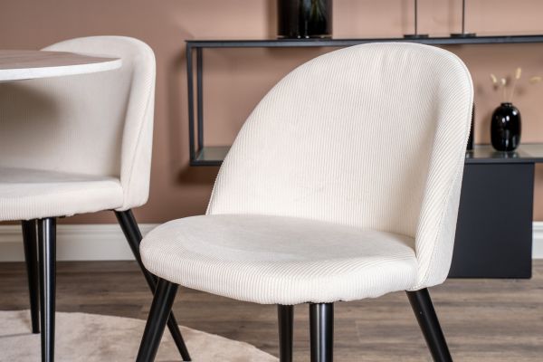 Imagine Va rugam sa traduceti complet pe "Estelle runt Matbord - Svart / Vit marmor - ø106*H75+Velvet Dining Chair - Bla