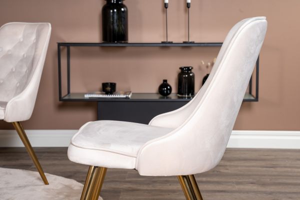 Imagine Vă rugăm să traduceți complet Estelle runt Matbord - Svart / Vit marmor - ø106*H75+Velvet Deluxe Dining Chair - Brushed brass leg / Beige Velvet_4