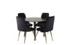 Imagine Plaza - Masă de dining - 100 ø - Negru/Negru + Scaun Deluxe din Catifea - Negru/Picioare de bronz mat _4