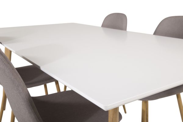 Imagine Please fully translate Polar Matbord - Ek-Look / Vit- 180*90*H75 +Polar Dining chair Oak legs / Grey Fabric _4