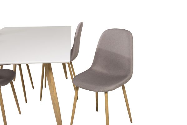 Imagine Please fully translate Polar Matbord - Ek-Look / Vit- 180*90*H75 +Polar Dining chair Oak legs / Grey Fabric _4