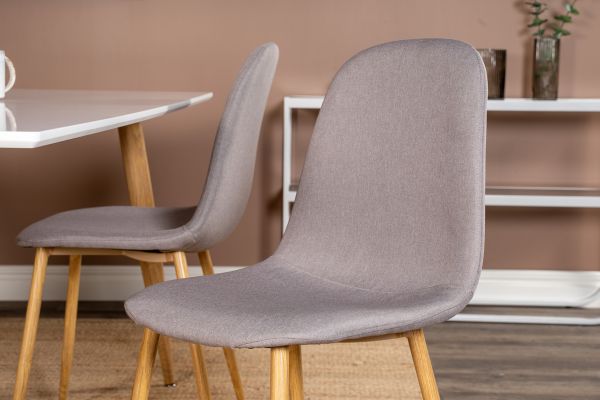 Imagine Please fully translate Polar Matbord - Ek-Look / Vit- 180*90*H75 +Polar Dining chair Oak legs / Grey Fabric _4