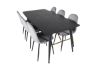 Imagine Table de extensie Gold - 180/220*85*H76 Furnir negru - Picioare negre - Detalii din alamă + Scaun de dining Polar - Picioare negre / Velur gri deschis (înlocuiește 19902-885)_6