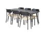 Imagine Masa extensibila Gold - 180/220*85*H76 Furnir Negru - Picioare Negre - Detalii din alama + Scaun de Dining Polly - Negru / Natur _6