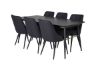 Imagine Masa Extensibila Aurie - 180/220*85*H76 Furnir Negru - Picioare Negre - Detalii din Alama + Scaun de Dining Velvet Deluxe - Picioare Negre - Material Negru_6