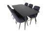 Imagine Masa Extensibila Aurie - 180/220*85*H76 Furnir Negru - Picioare Negre - Detalii din Alama + Scaun de Dining Velvet Deluxe - Picioare Negre - Material Negru_6