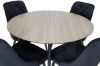 Imagine Masa de dining rotunda Silar - 100 cm - "Aspect Lemn" Melamina / Picioare Negre + Scaun de dining Velvet Deluxe - Negru / Negru_4