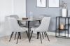 Imagine Silar Dining Table - Round 100 cm - "Wood Look" Melamine / Black Legs+Velvet Deluxe Dining Chair - Light Grey / Black_4