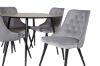 Imagine Silar Dining Table - Round 100 cm - "Wood Look" Melamine / Black Legs+Velvet Deluxe Dining Chair - Light Grey / Black_4