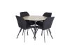 Imagine Masa de Dining Silar - Rotunda 100 cm - Melamină "Efect Lemn" / Picioare Negre+ Scaun de Dining Gemma - Picioare Negre - Material Negru_4