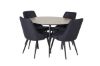 Imagine Masa de dining Silar - Rotundă 100 cm - "Aspect lemn" Melamină / Picioare Negre + Scaun de dining Velvet Deluxe - Picioare Negre - Material Negru_4