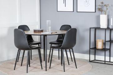 Imagine Please fully translate Silar Dining Table - Round 100 cm - "Wood Look" Melamine / Black Legs+Polar Dining Chair - Black / Black_4